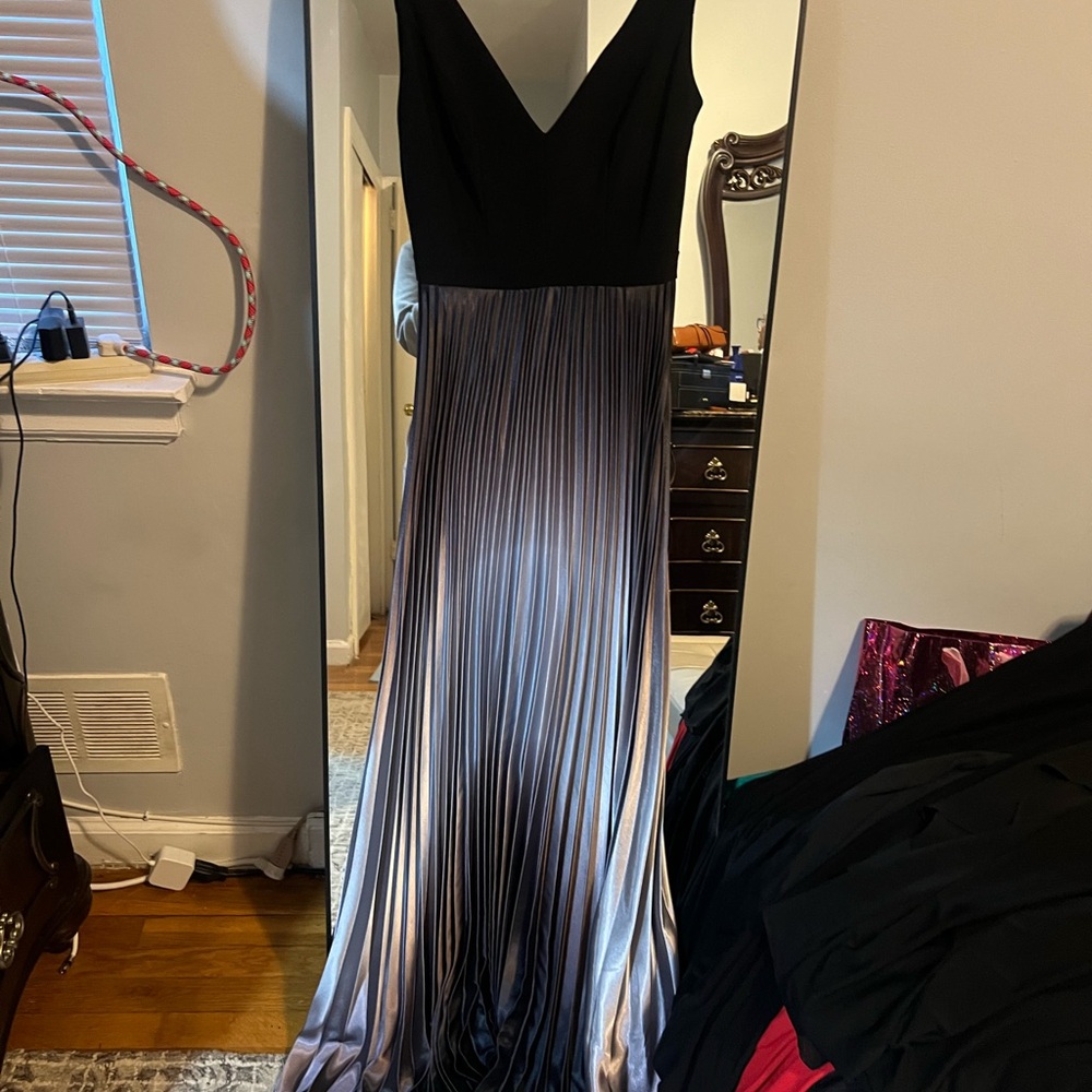 Betsy & Adam Black and Silver Maxi Dress